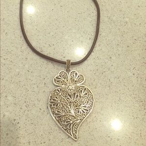 Retro Heart Silver Necklace